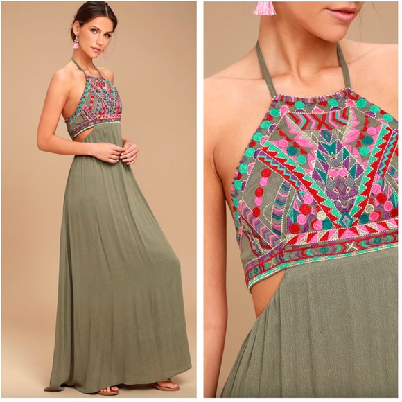 Lulus Dresses & Skirts - Lulus Little Beach Olive Green Maxi Dress